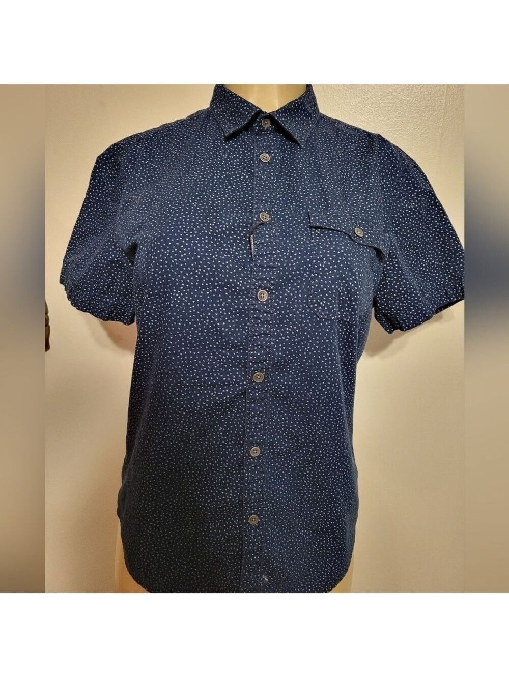 Calvin Klein Jeans Blouse Blue Pokadots Small